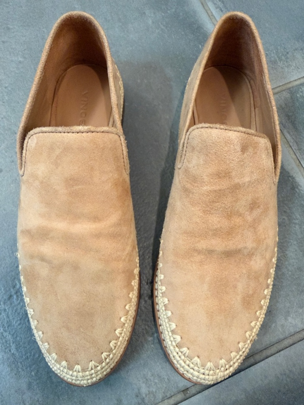Vince Tan Suede Slip-On Loafers
